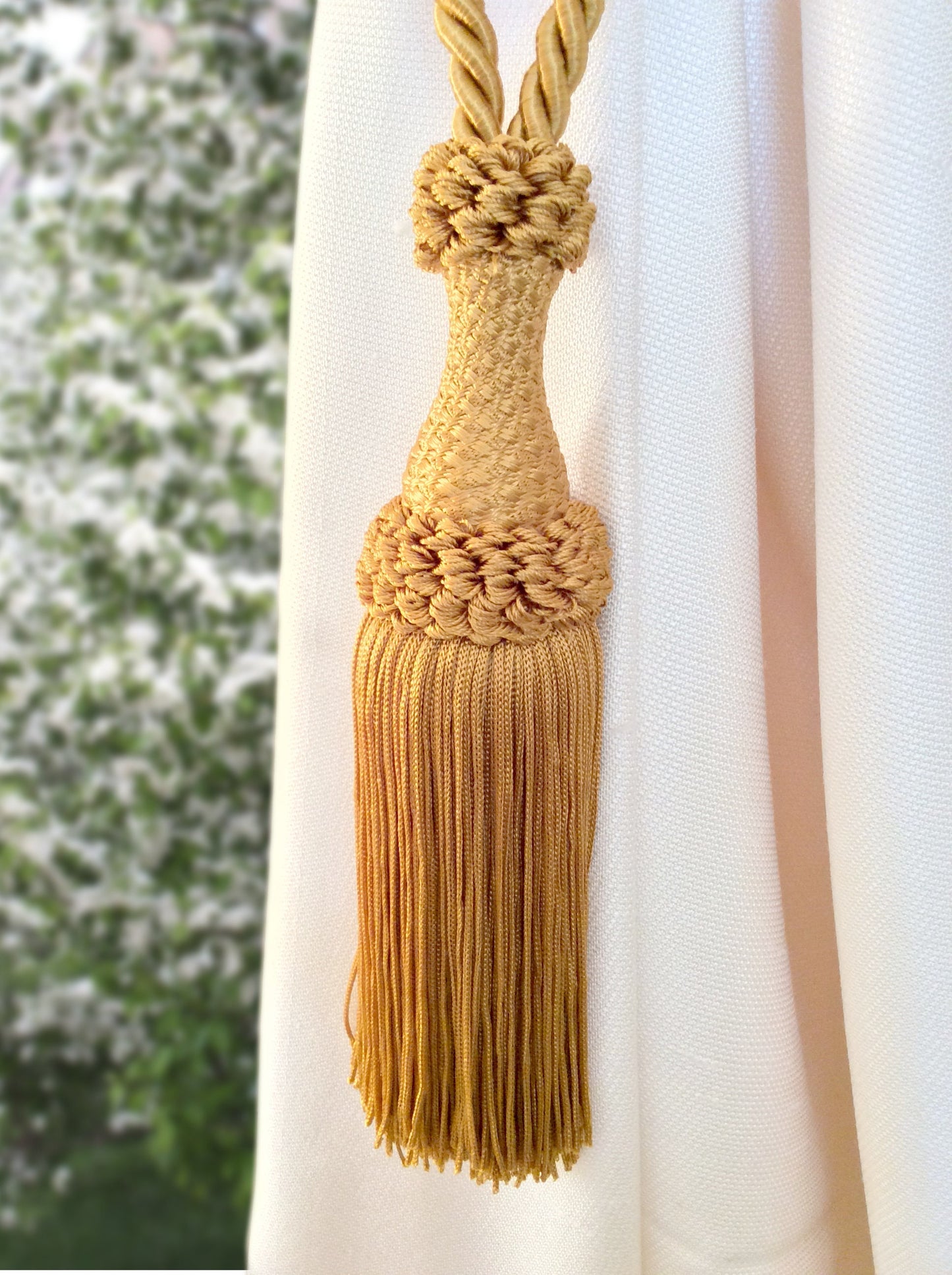 Curtain Tiebacks with Large Tassel 20cm - Dark Gold | Made in Florence