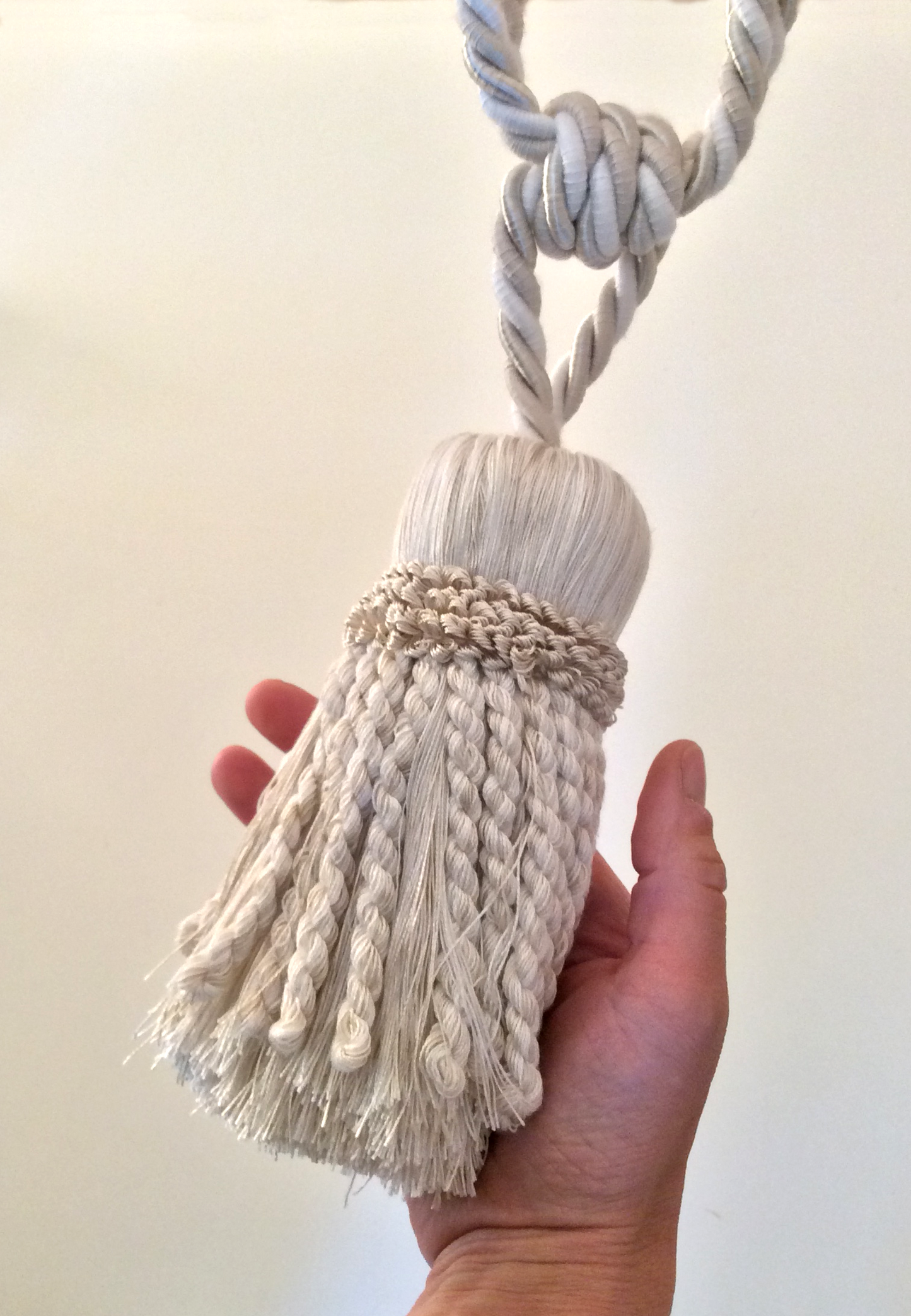 Curtain Tiebacks with Large Tassel 16cm - Ivory Mix | Made in Florence
