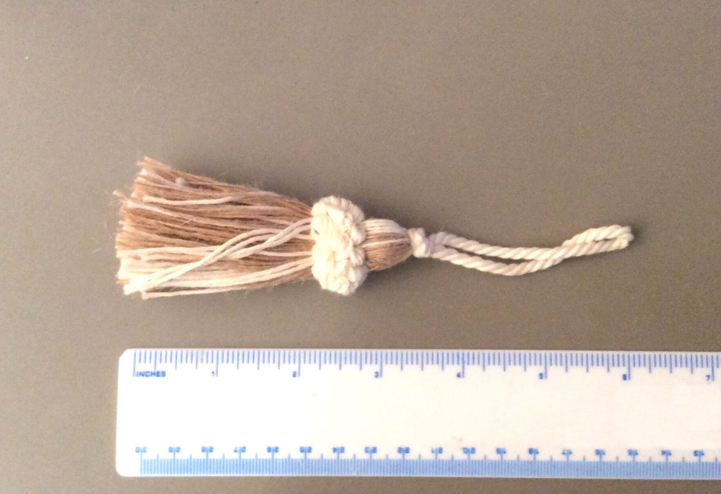 Natural Jute Tassel Bow Keyring 8cm - Made in Florence