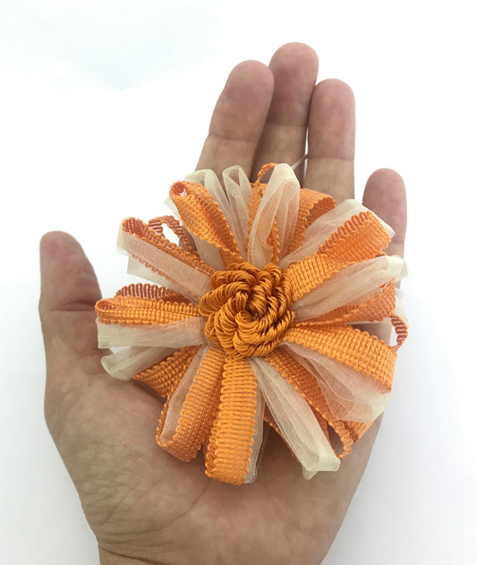 1 Magnetic flower tie-back, cream orange. Curtain decoration made in Italy