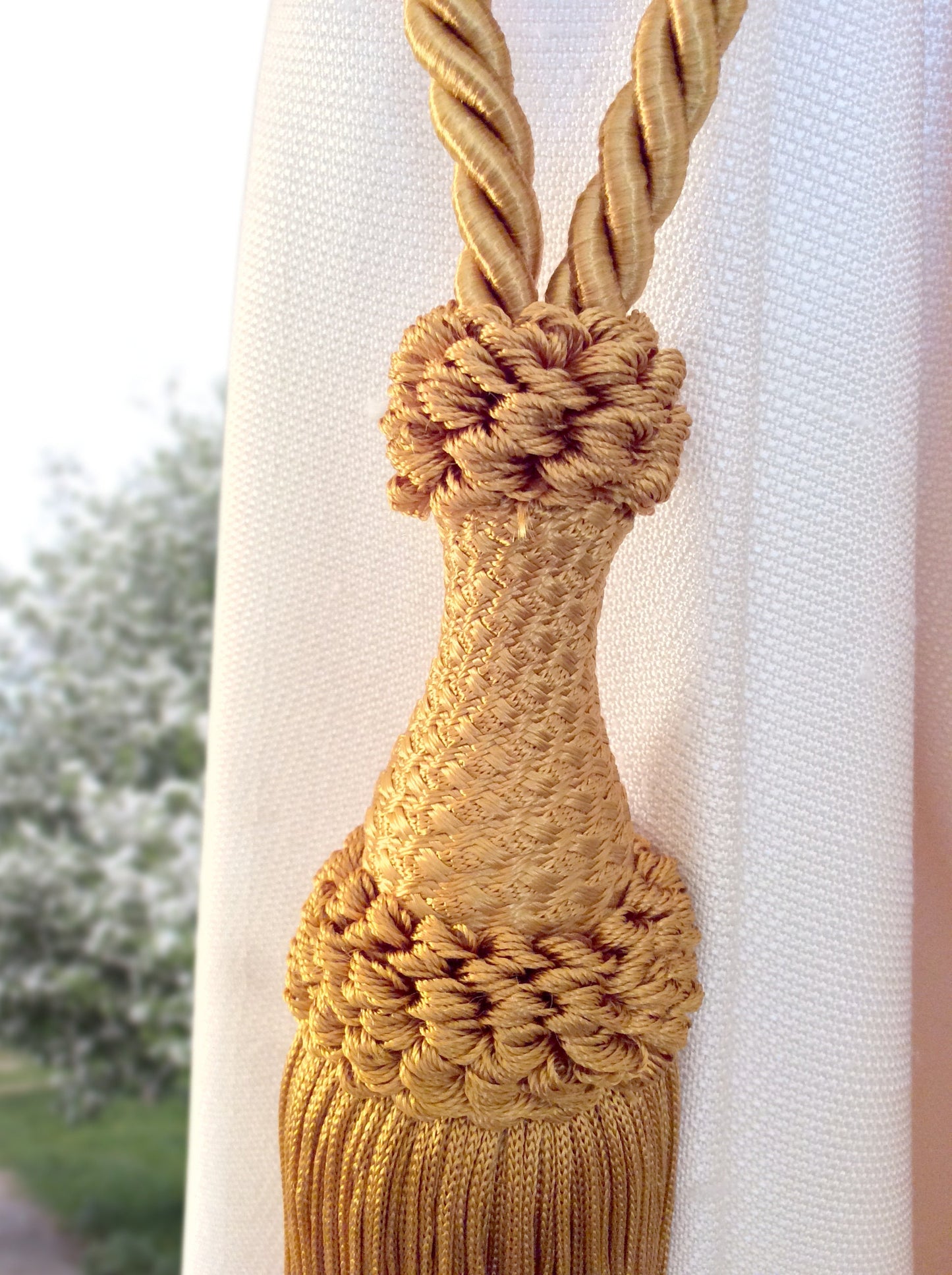 Curtain Tiebacks with Large Tassel 20cm - Dark Gold | Made in Florence