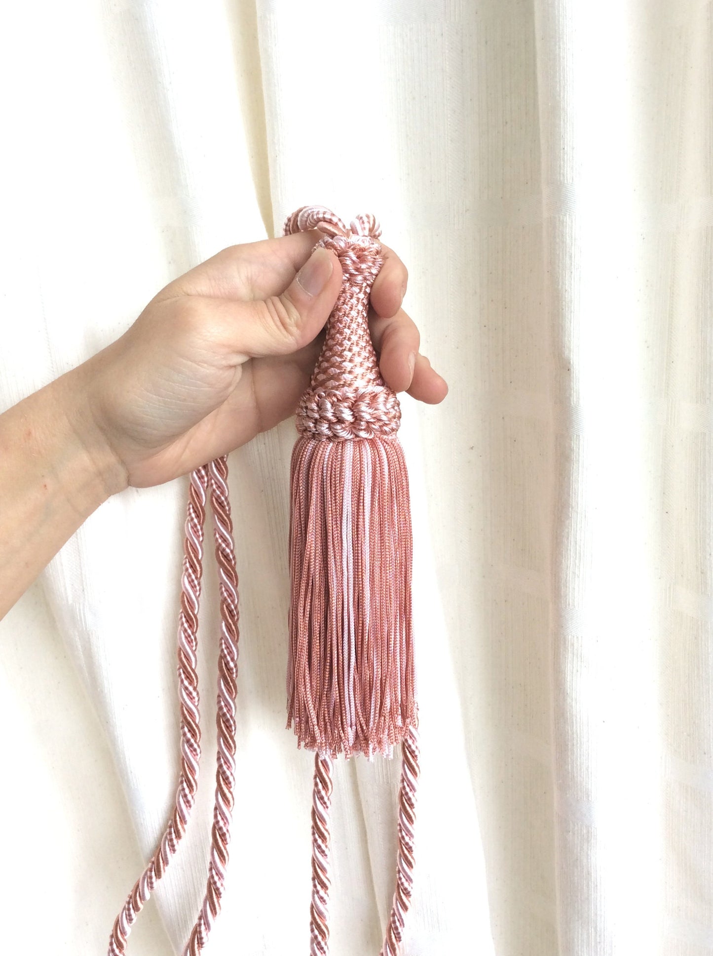 Curtain Tiebacks with Large 20cm Tassel - Antique Pink | Made in Florence