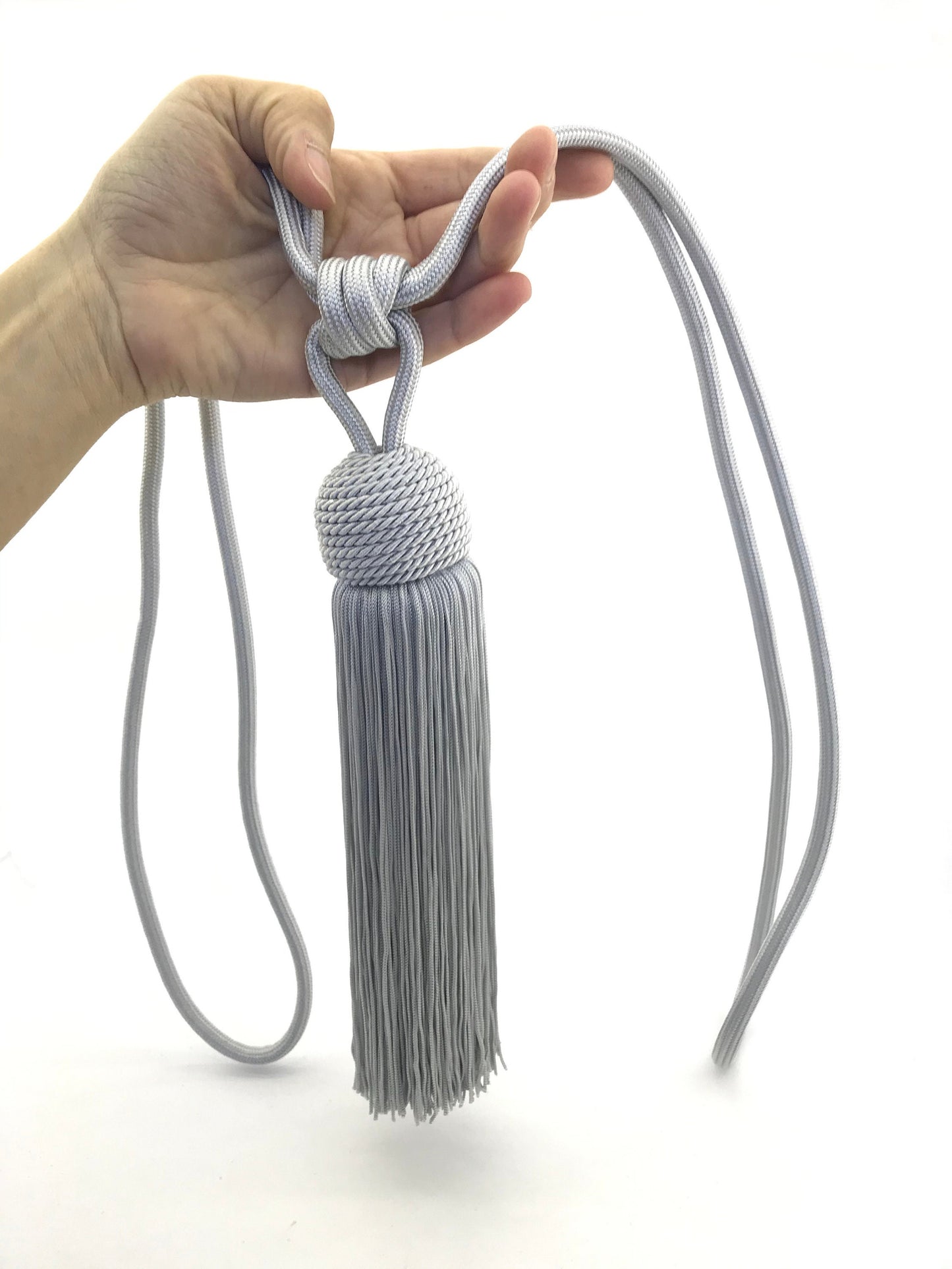 Curtain Tiebacks with Large Tassel 23cm - Grey | Made in Florence