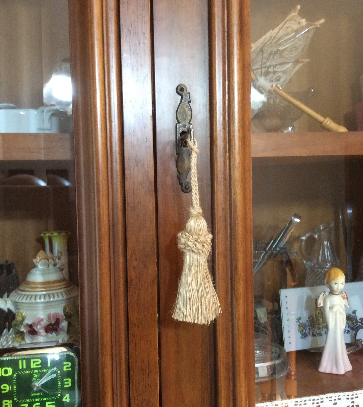 Natural Jute Tassel Bow Keyring 8cm - Made in Florence