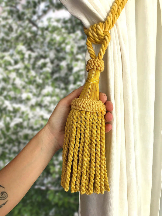 Large luxury gold colored curtain tie-back curtain decoration drapery drape made in Italy
