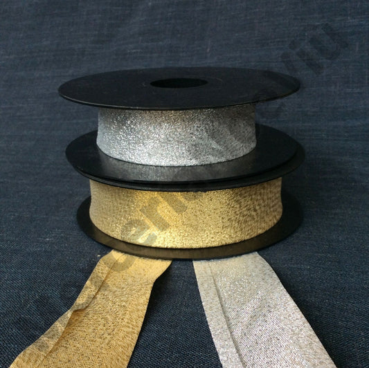 Bias lurex tape gold silver 2.5 cm