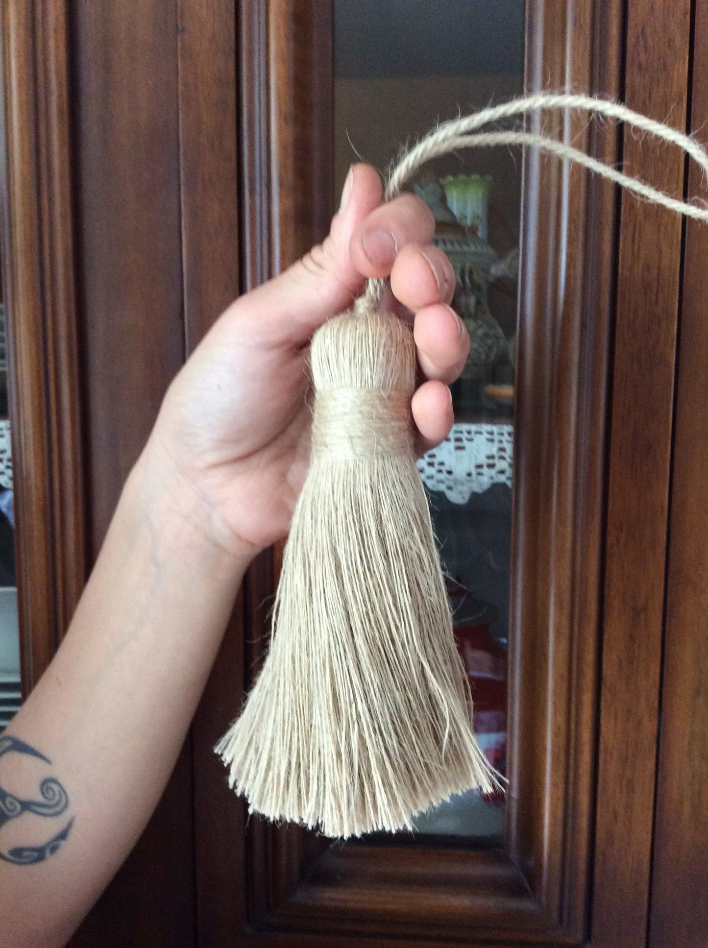 tassel, key bow, linen cotton viscose jute natural Made in Florence shabby chic