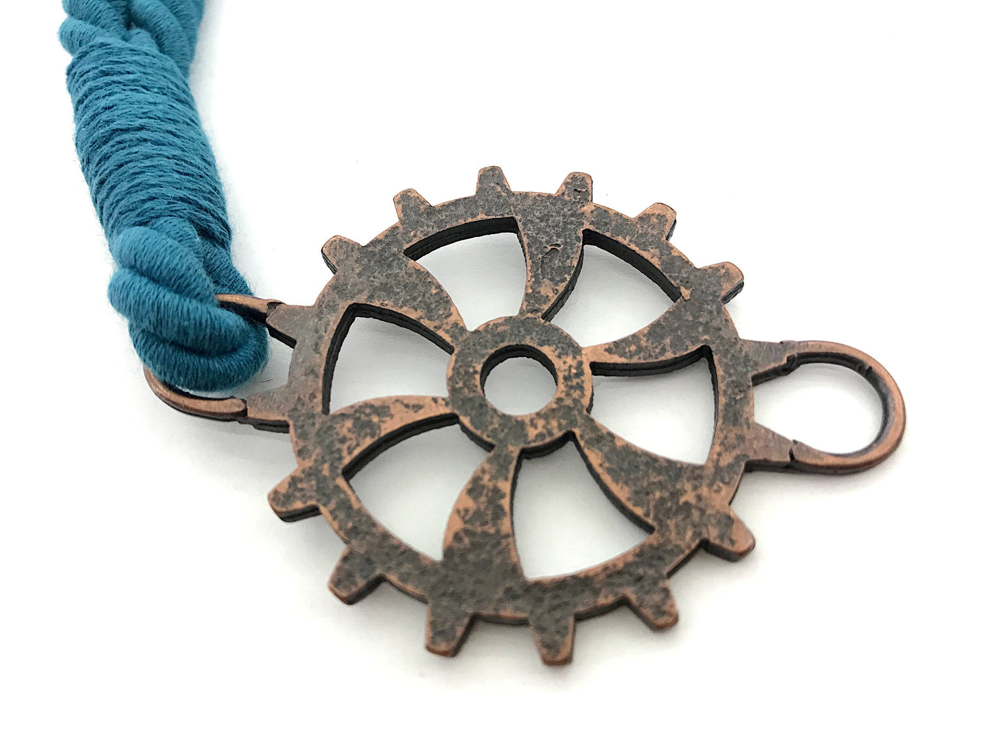 Curtain tie-back for industrial-style furnishings, in PETROL GREEN cotton. Furnishings for lofts and open-plan spaces. Made in Italy.