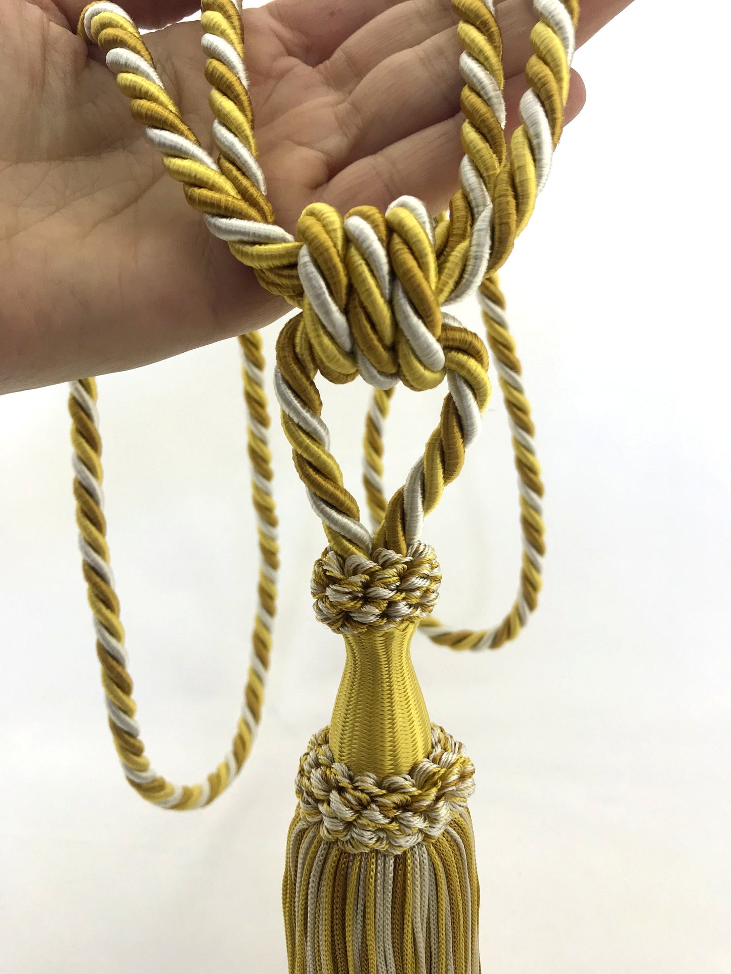 Tassel Tie-Backs for Curtains 15cm - Gold and Ivory | Made in Florence