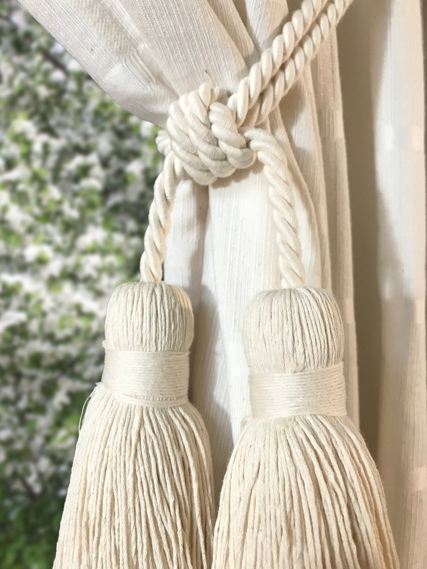 Superb large double cotton curtain tieback decoration for drapes drapery made in Italy