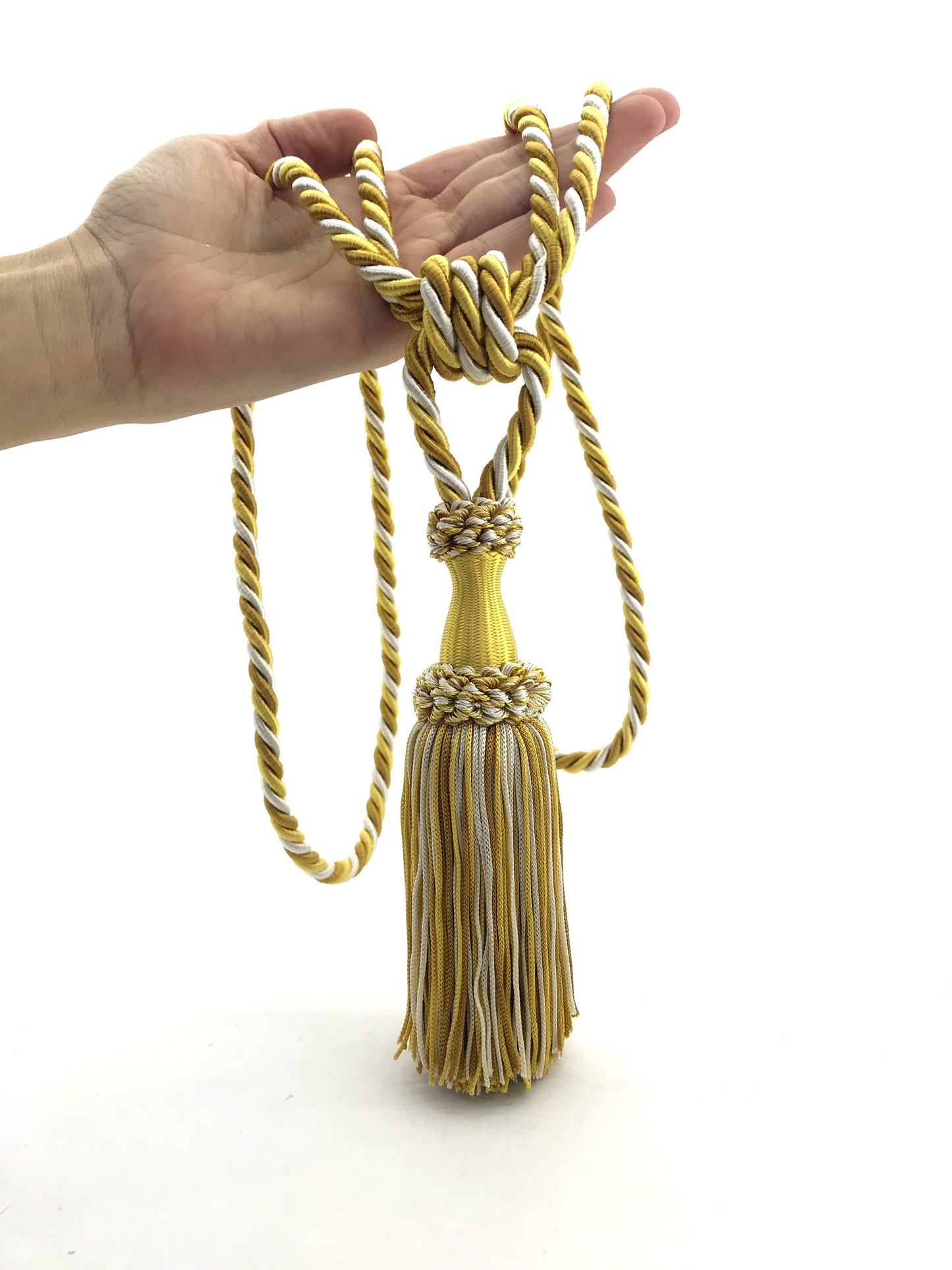 Tassel Tie-Backs for Curtains 15cm - Gold and Ivory | Made in Florence