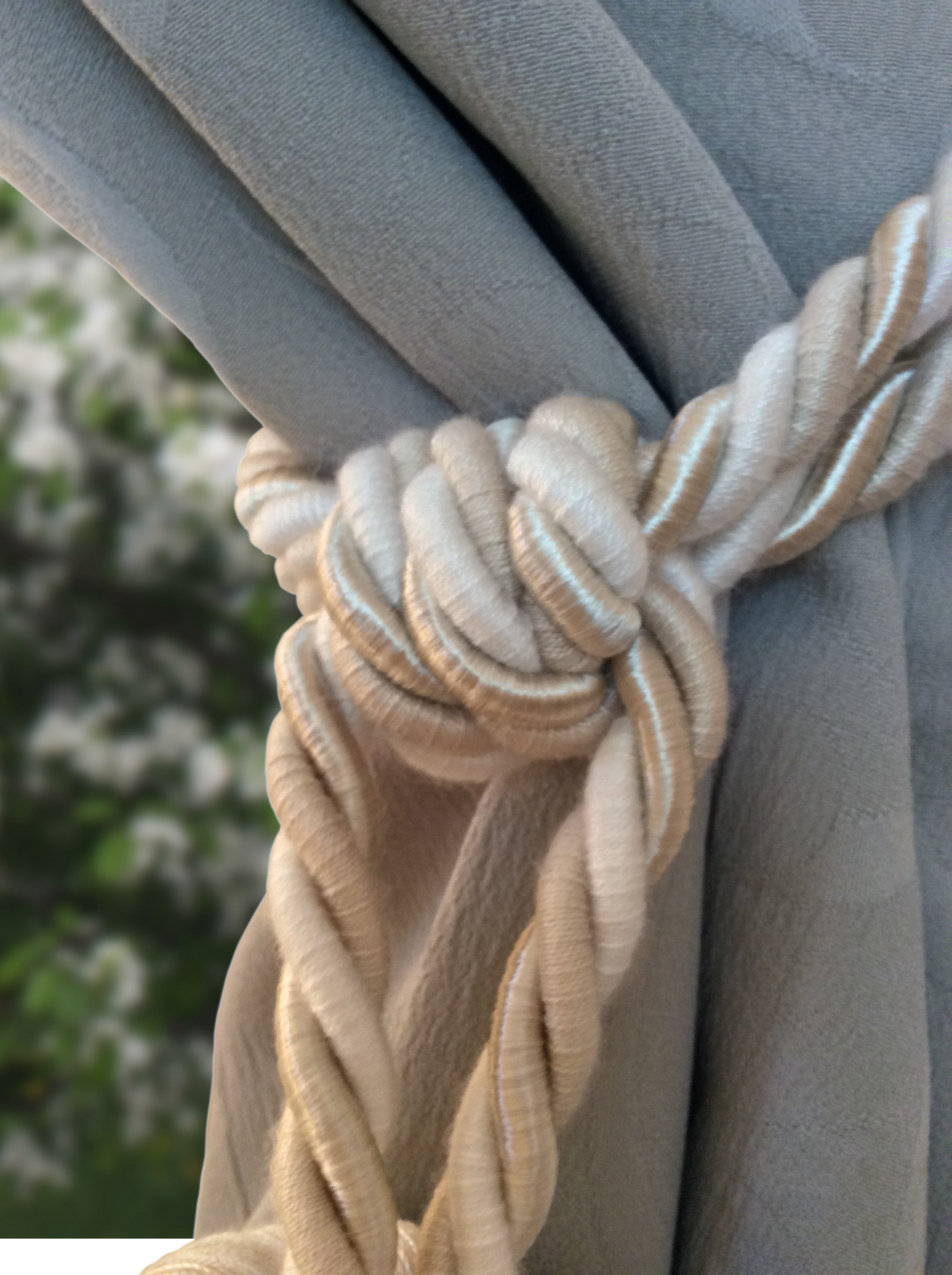 Curtain Tiebacks with Large Tassel 16cm - Ivory Mix | Made in Florence