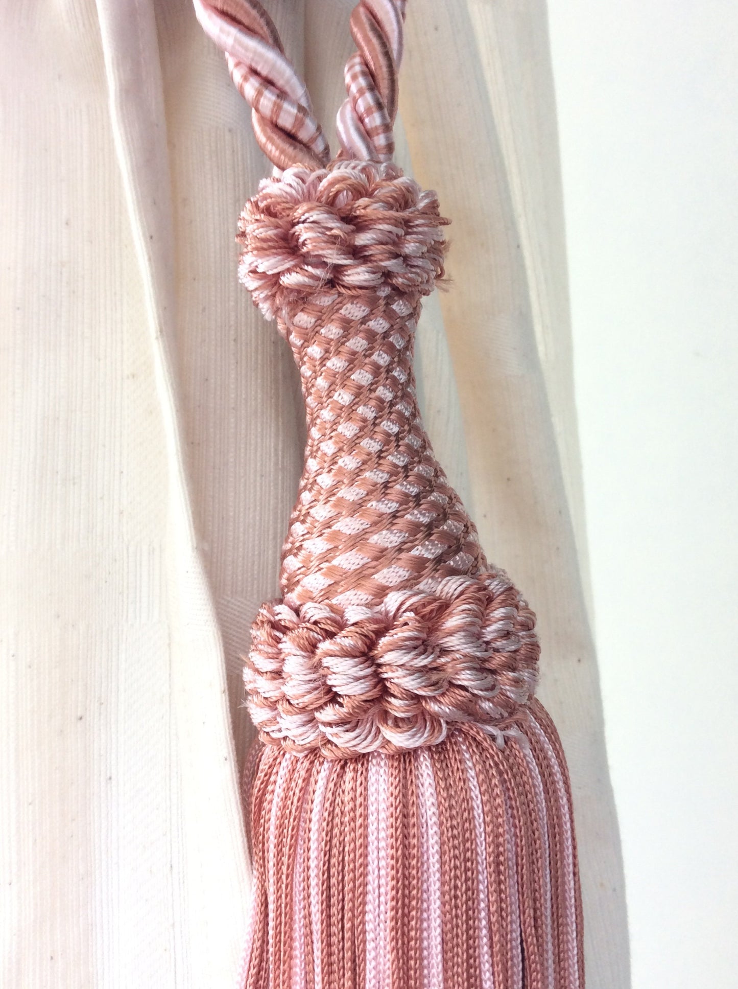 Curtain Tiebacks with Large 20cm Tassel - Antique Pink | Made in Florence