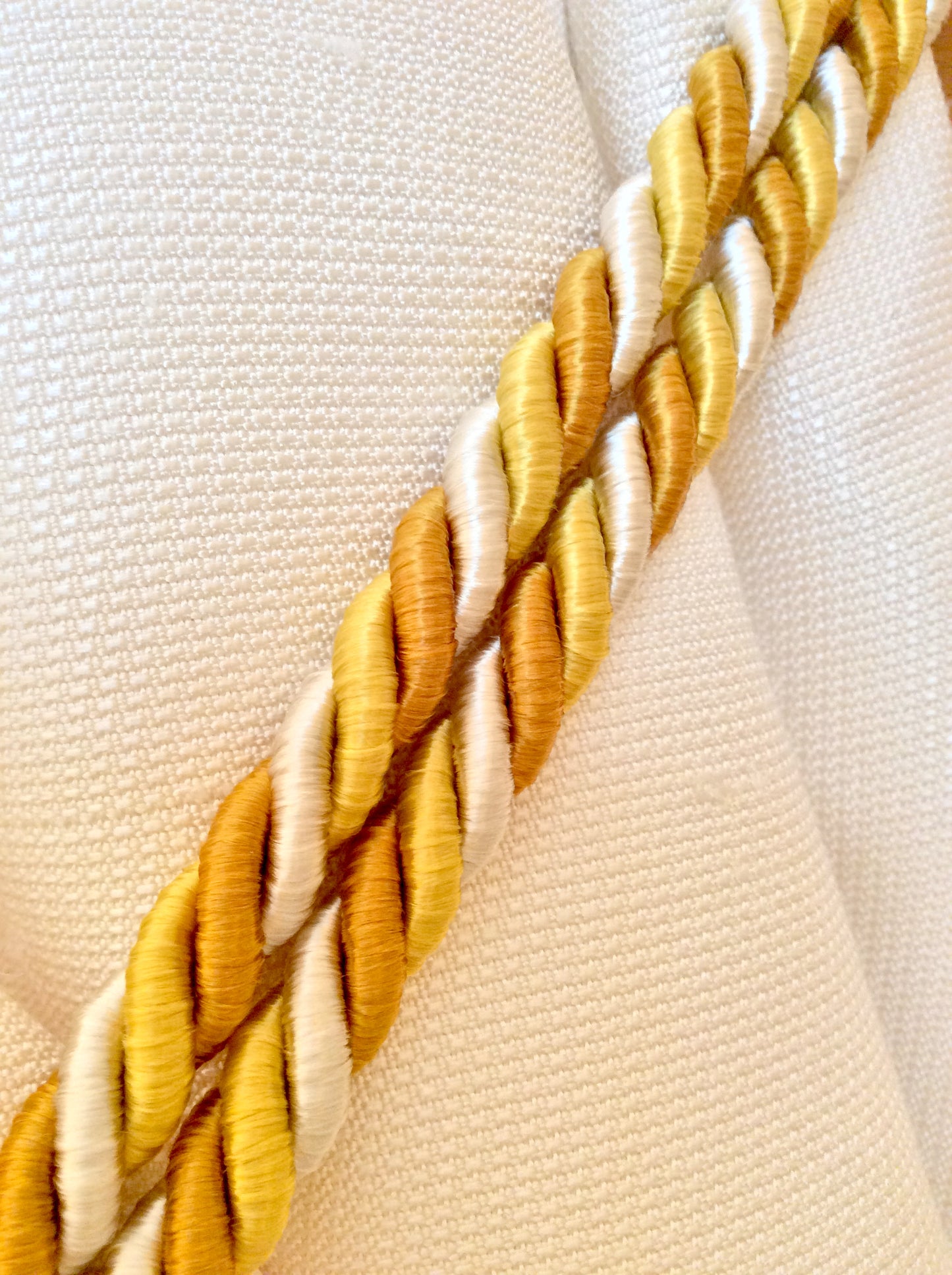 Superb large tie-back in a mix of light blue, blue, and white luxury decoration for curtains drapes drapery made in Italy