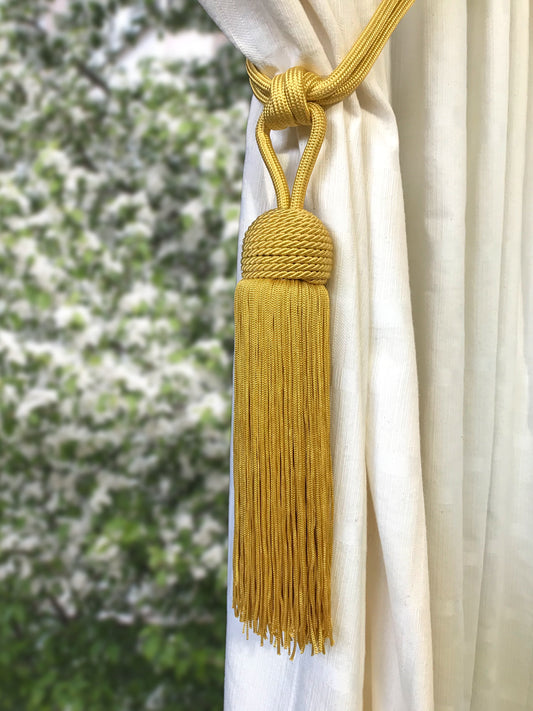 Large luxury grey embrasse decoration with big and long tassel for curtains drapery drape made in Italy