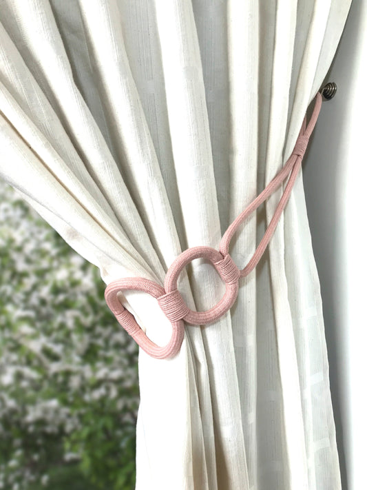 Pink three-ring tie-back, elegant decoration for curtains drapery drapes made in Italy