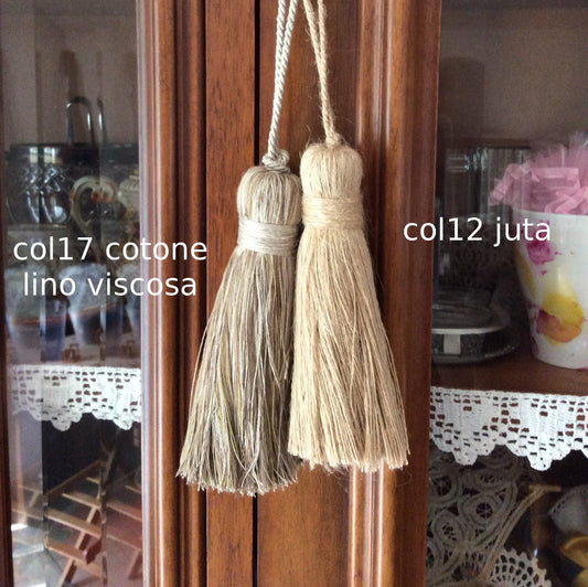 tassel, key bow, linen cotton viscose jute natural Made in Florence shabby chic
