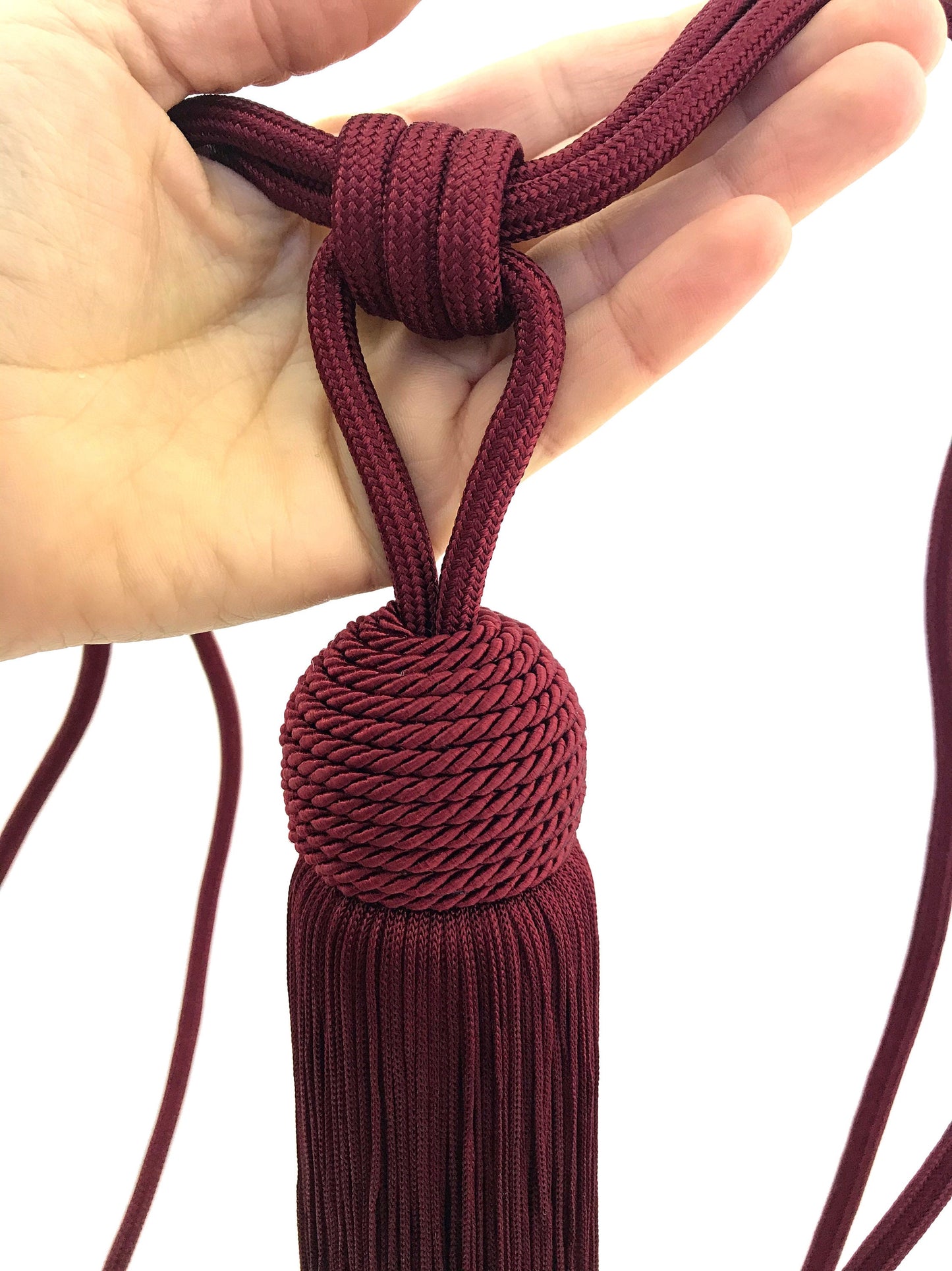 Curtain Tie-Backs with Large Tassel 23cm - Bordeaux Red | Made in Florence