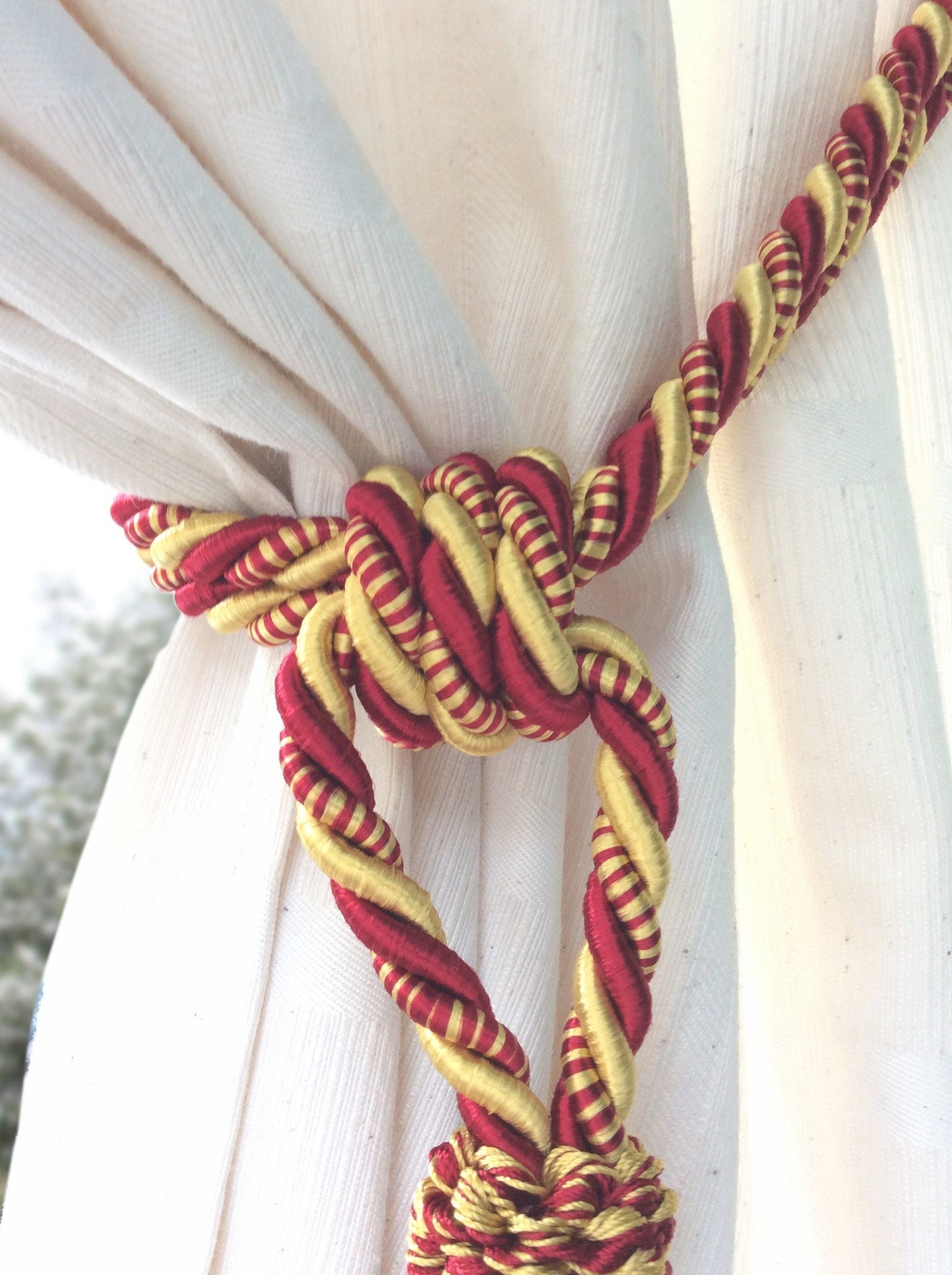 Curtain Tie-Back with Large 20cm Tassel - Red Yellow Gold | Made in Florence