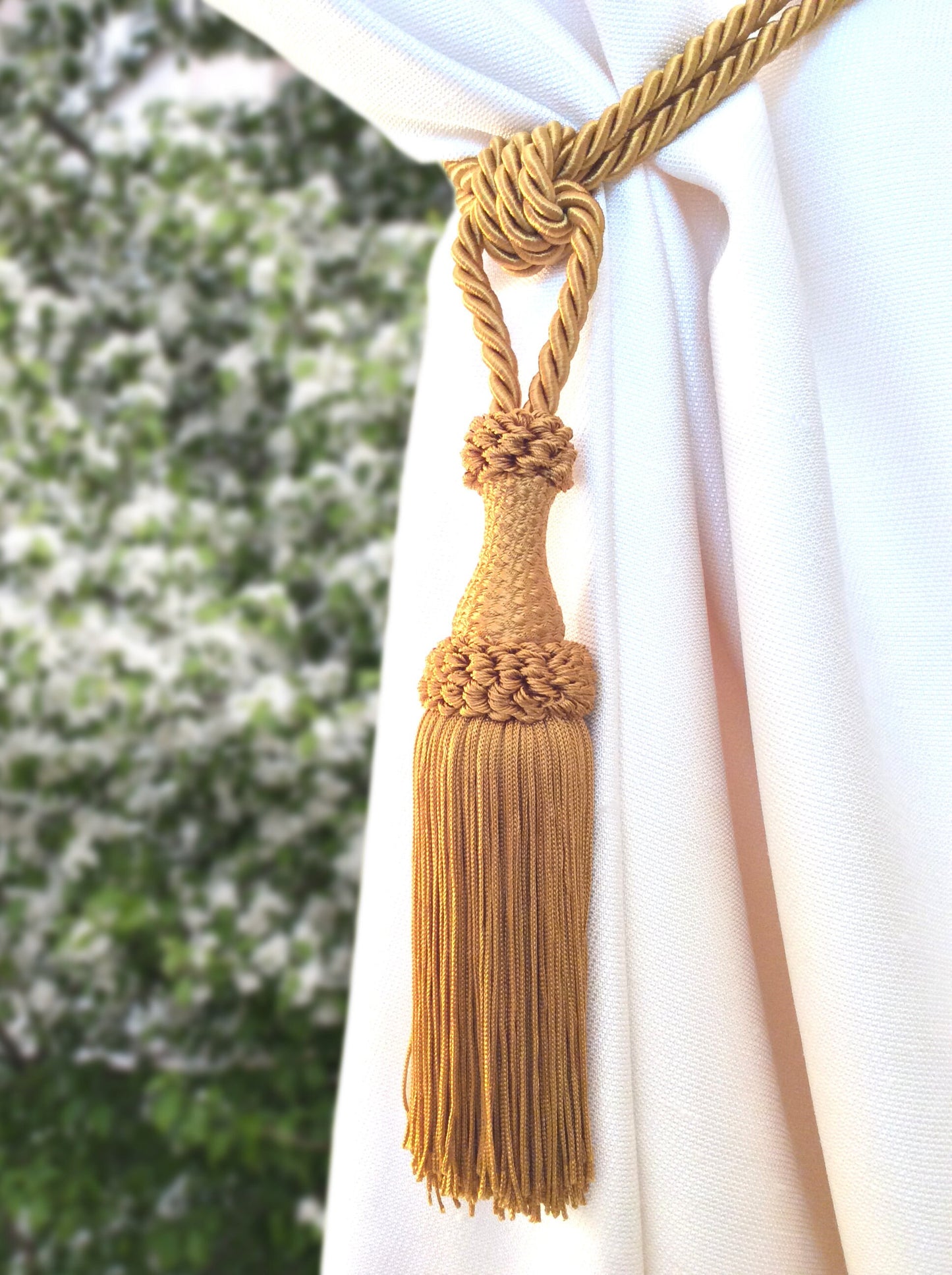 Curtain Tiebacks with Large Tassel 20cm - Dark Gold | Made in Florence
