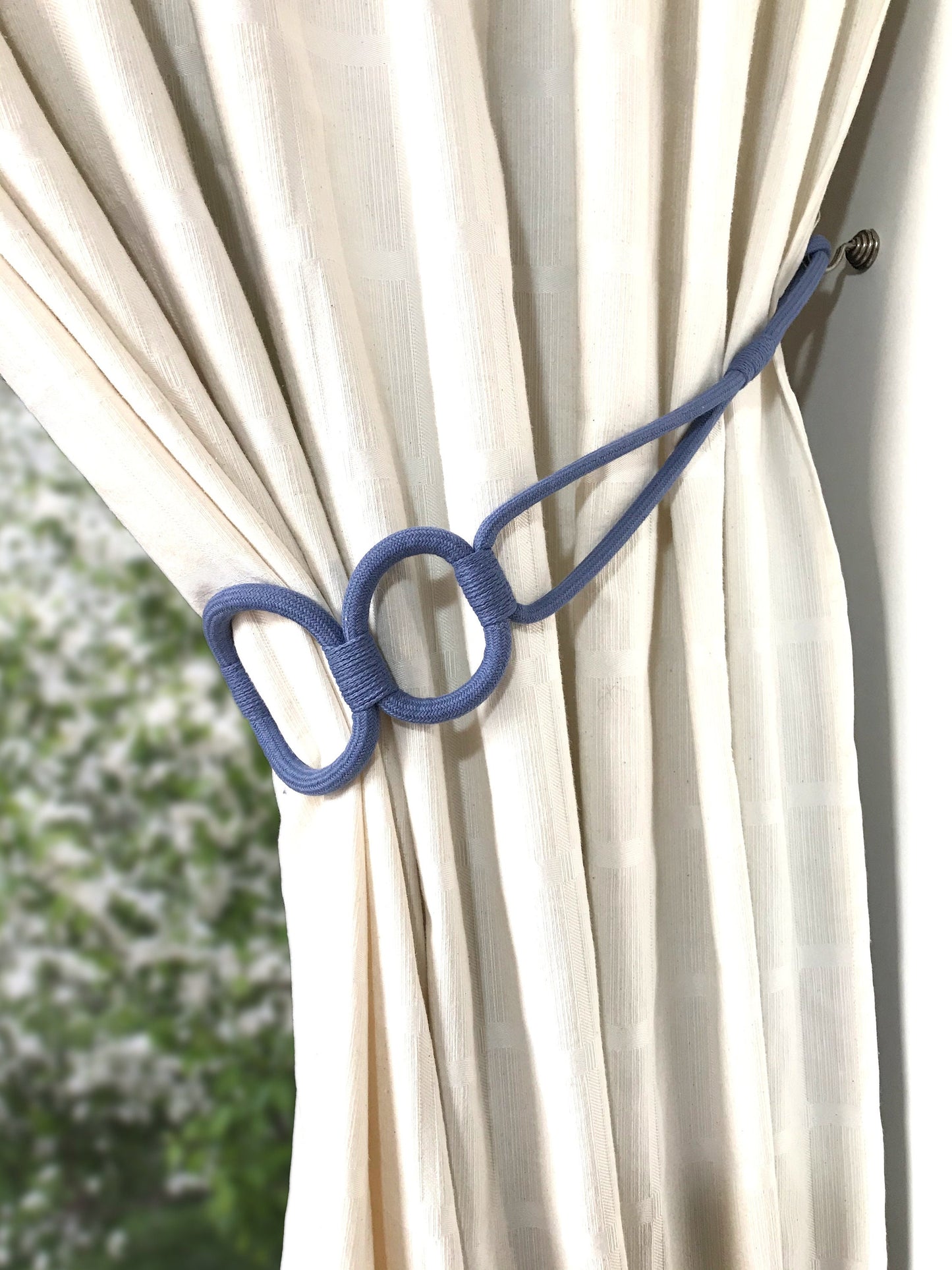 Light blue three-ring bracelet, elegant decoration for curtains drapes drapery made in Italy