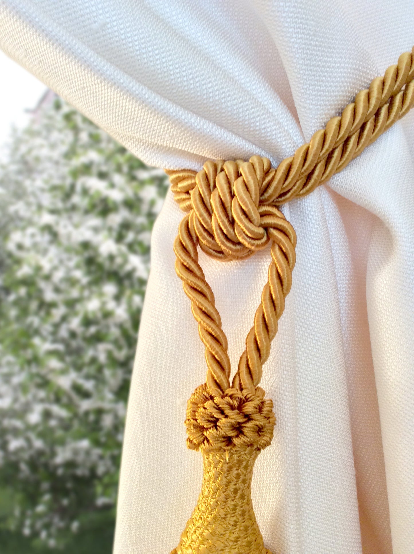 Curtain Tiebacks with Large Tassel 20cm - Dark Gold | Made in Florence