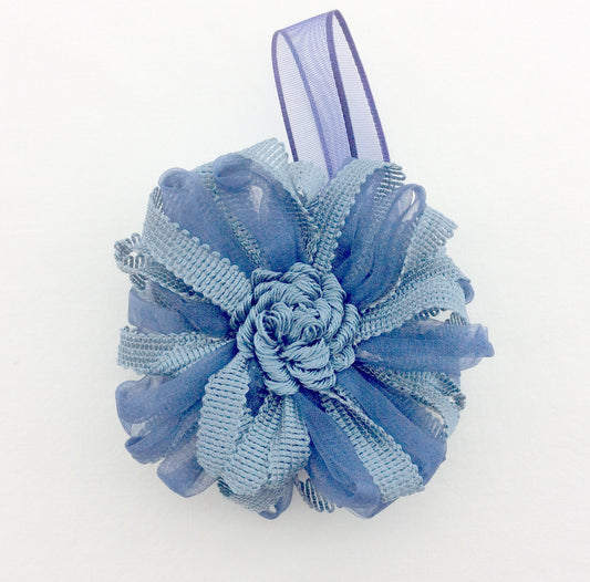 1 magnetic curtain tieback with blue flower design. Curtain decoration made in Italy nautical vintage decor gift for her