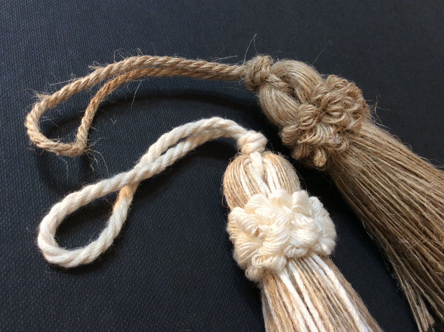 Natural Jute Tassel Bow Keyring 8cm - Made in Florence
