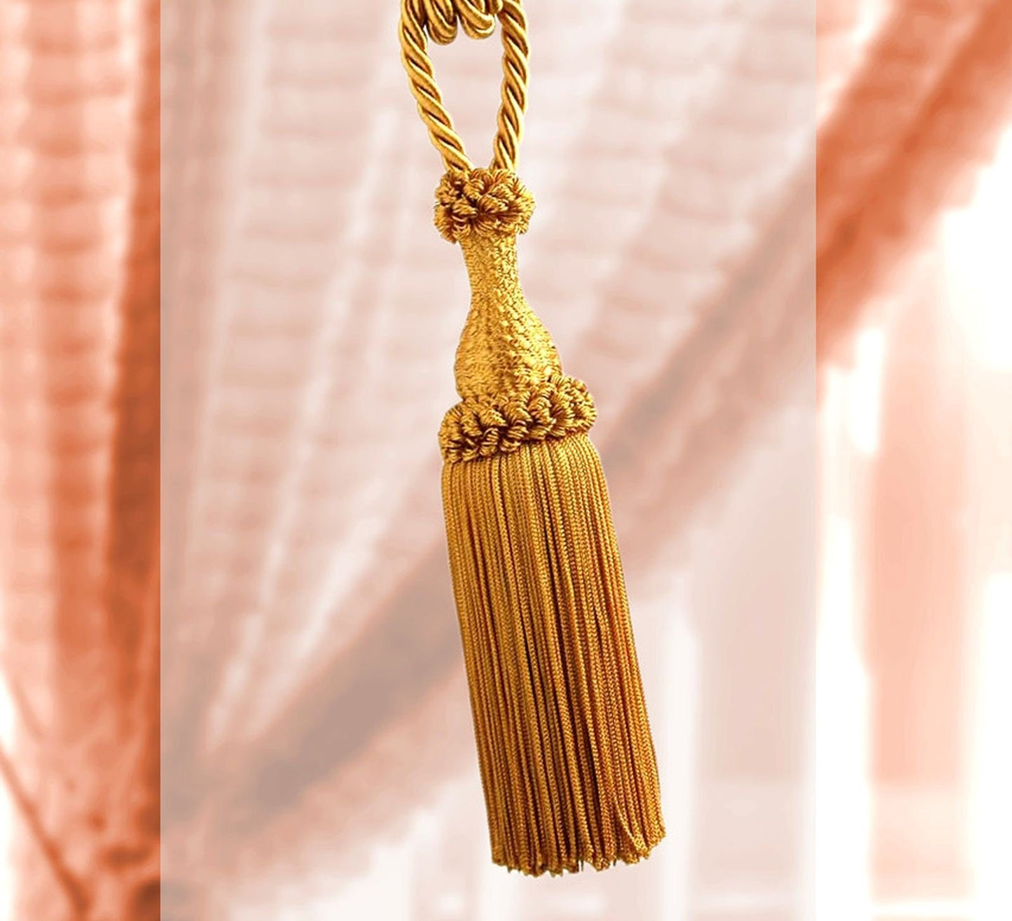 Curtain Tiebacks with Large Tassel 20cm - Dark Gold | Made in Florence