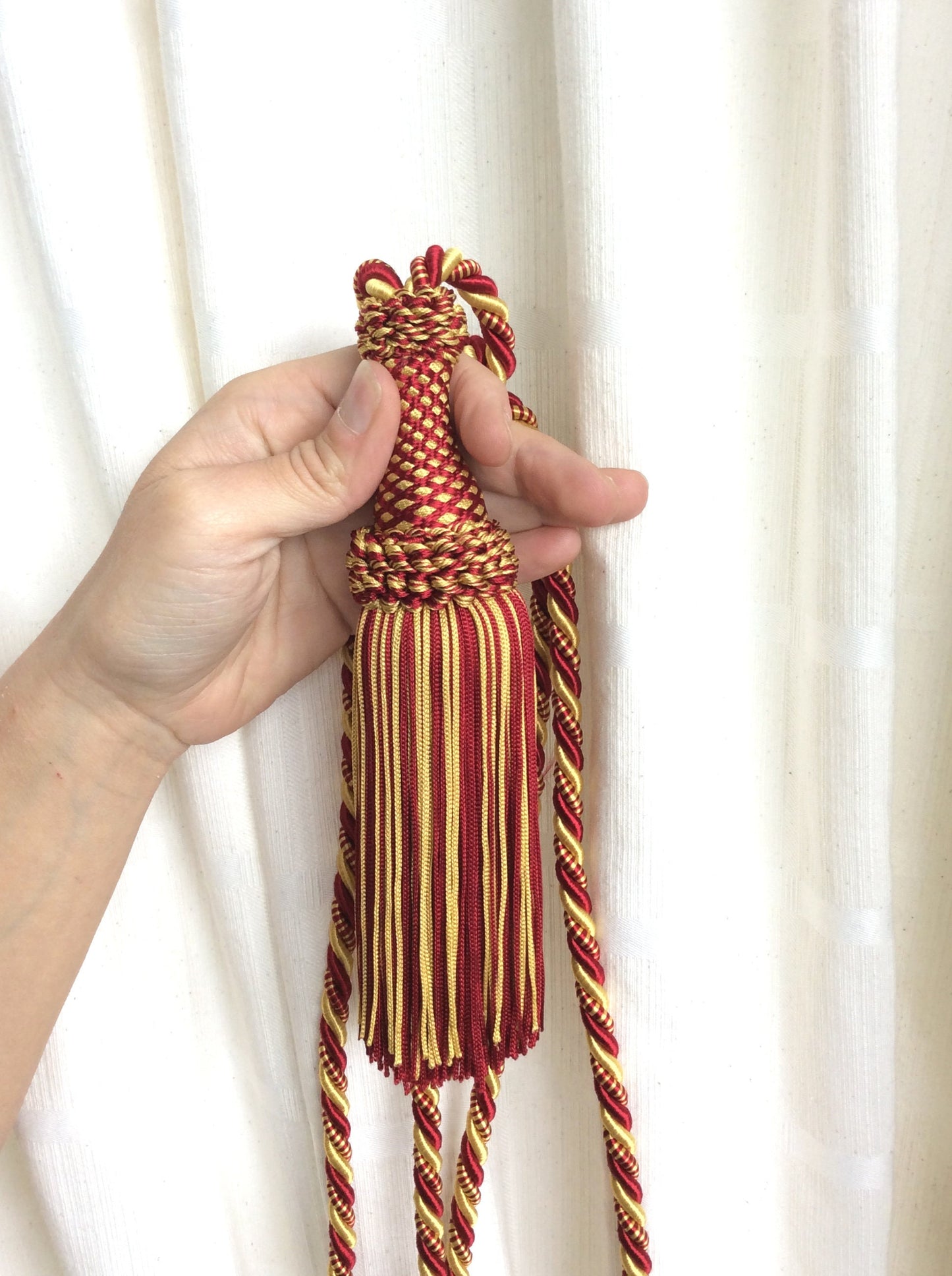 Curtain Tie-Back with Large 20cm Tassel - Red Yellow Gold | Made in Florence