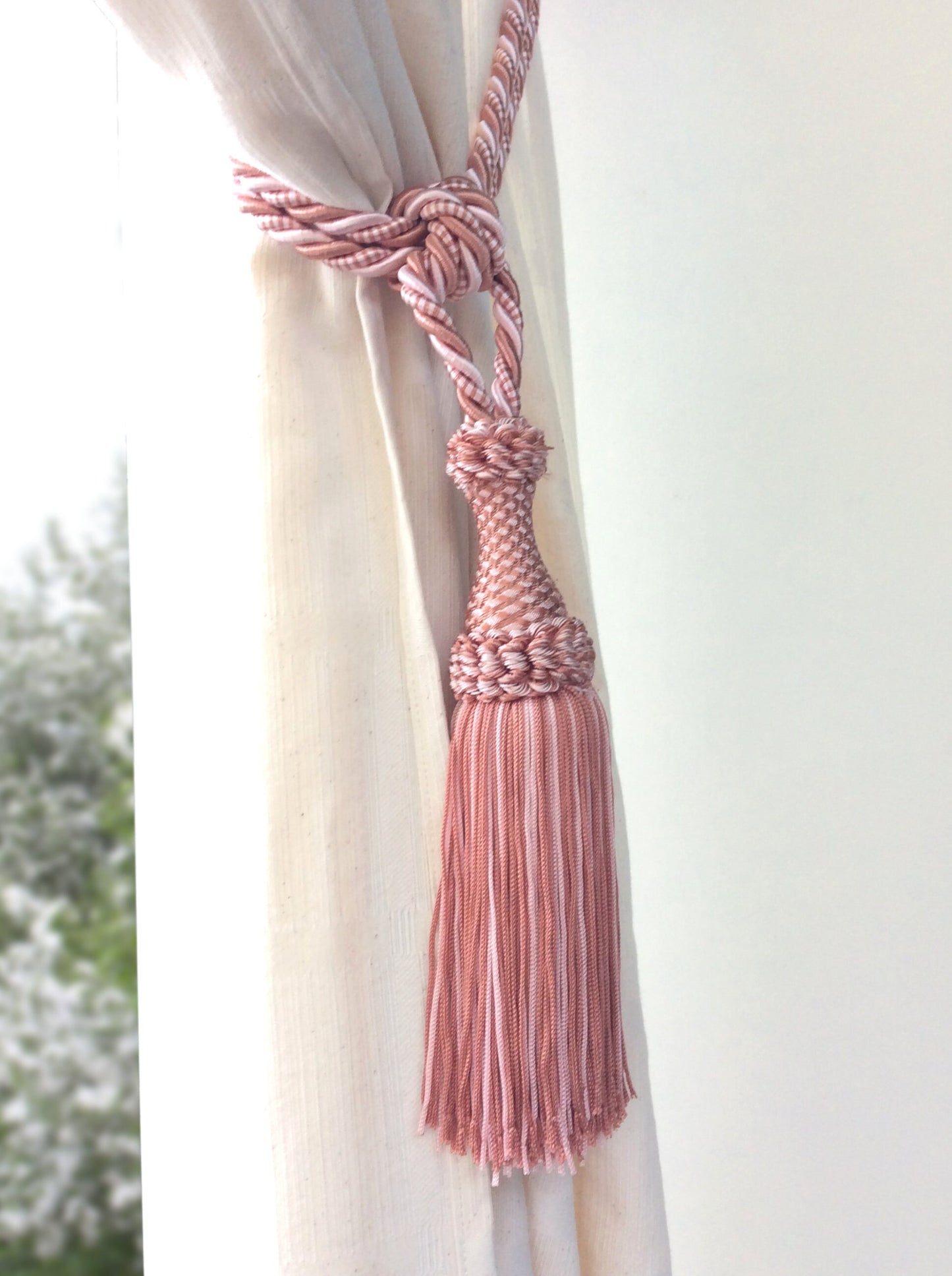 Curtain Tiebacks with Large 20cm Tassel - Antique Pink | Made in Florence