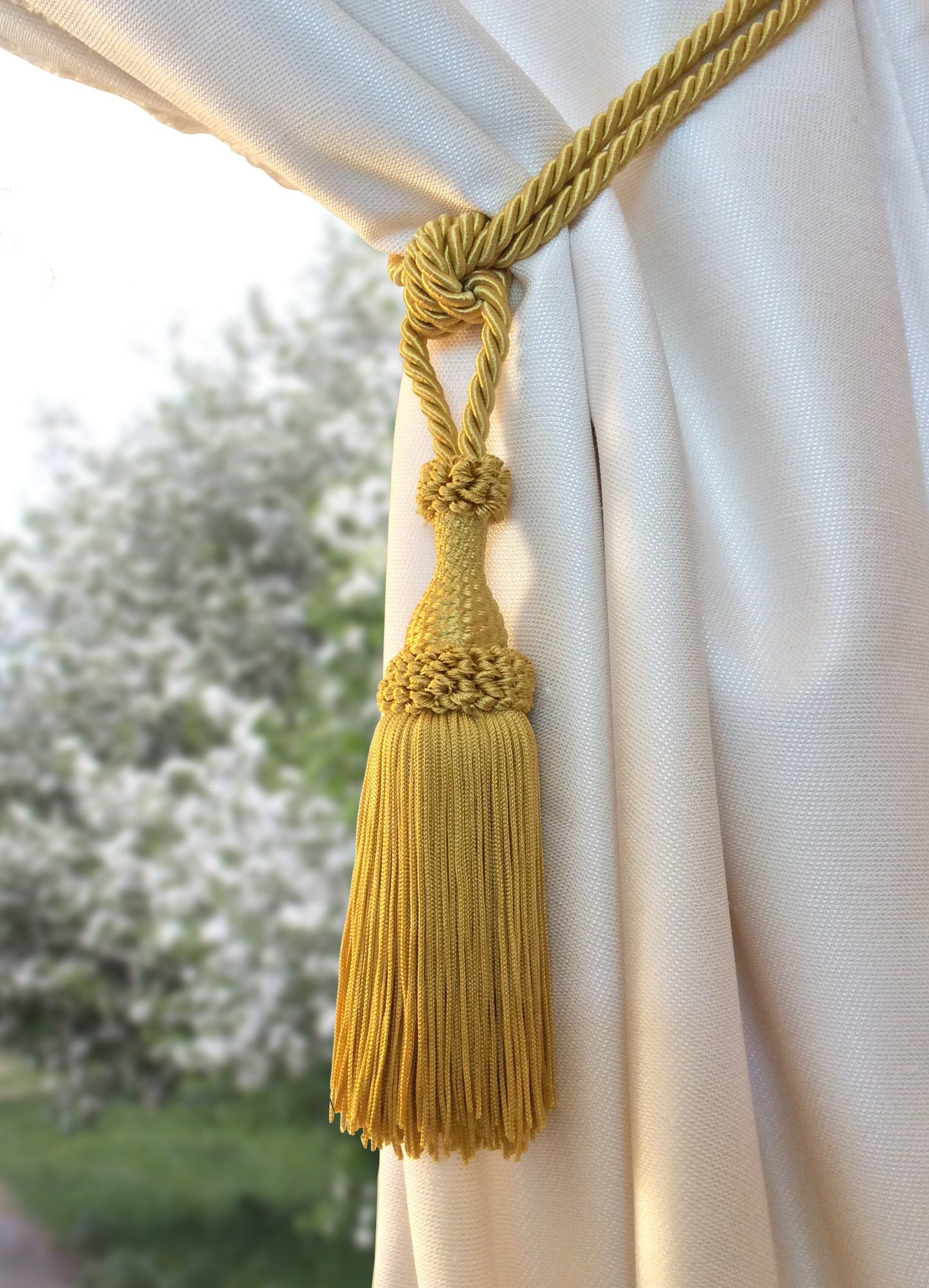 Curtain Tiebacks with Large Tassel 20cm - Gold | Made in Florence