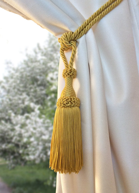 Curtain Tiebacks with Large Tassel 20cm - Gold | Made in Florence