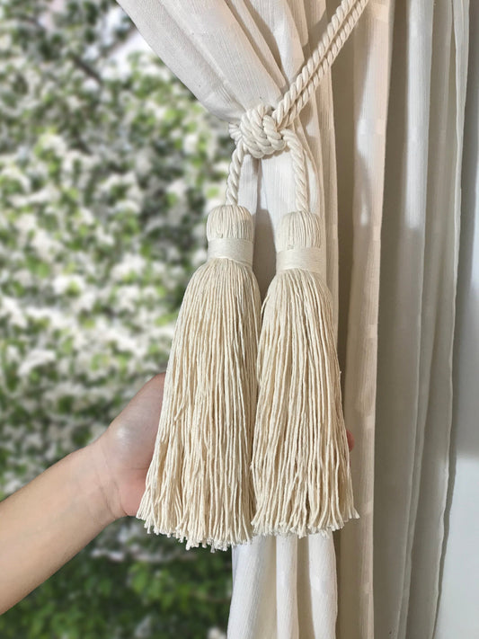 Superb large double cotton curtain tieback decoration for drapes drapery made in Italy