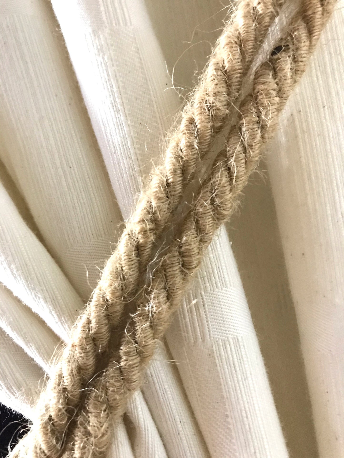 Stunning large double jute tie-back for curtains drapes drapery made in Italy