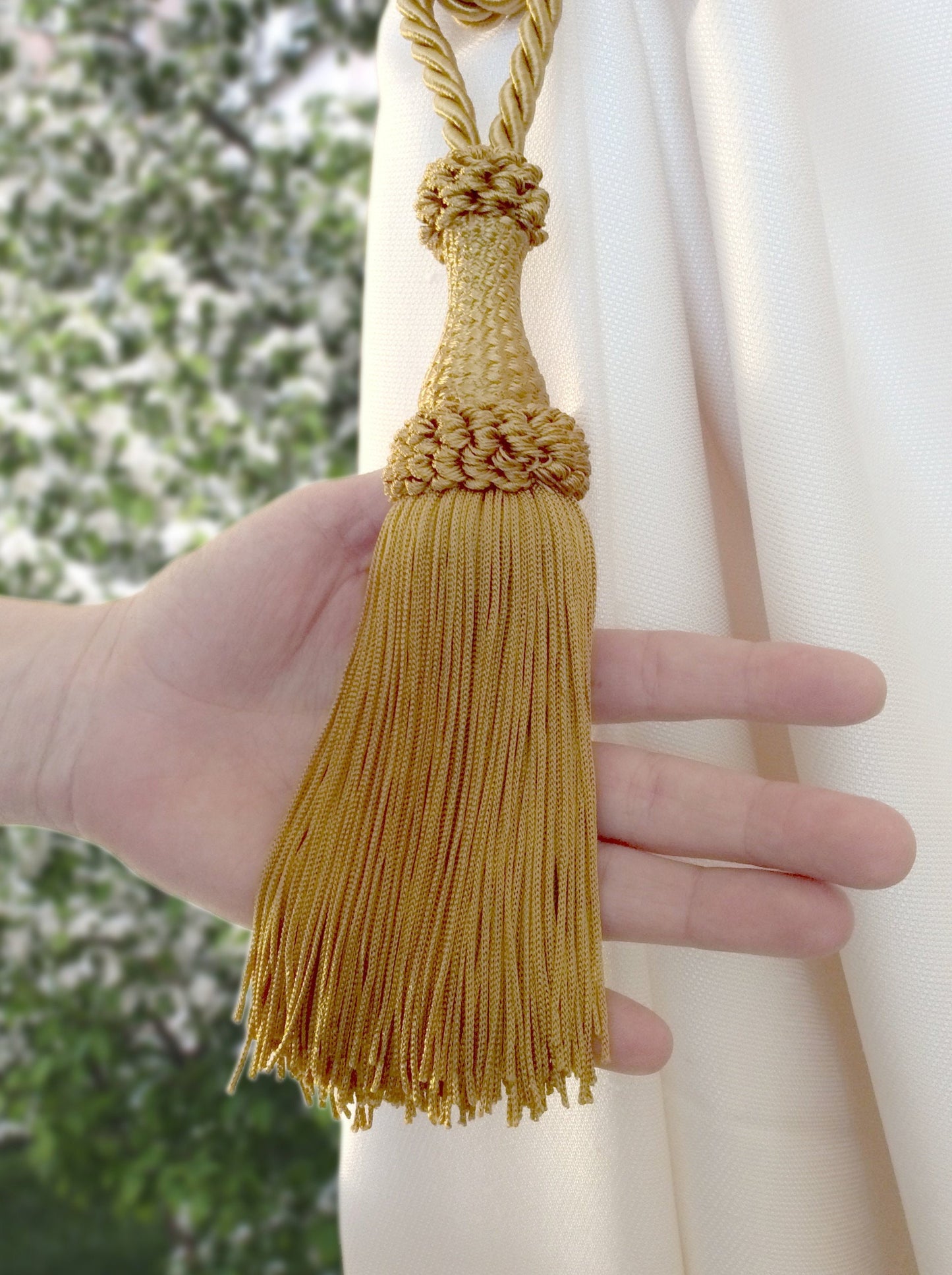 Curtain Tiebacks with Large Tassel 20cm - Dark Gold | Made in Florence