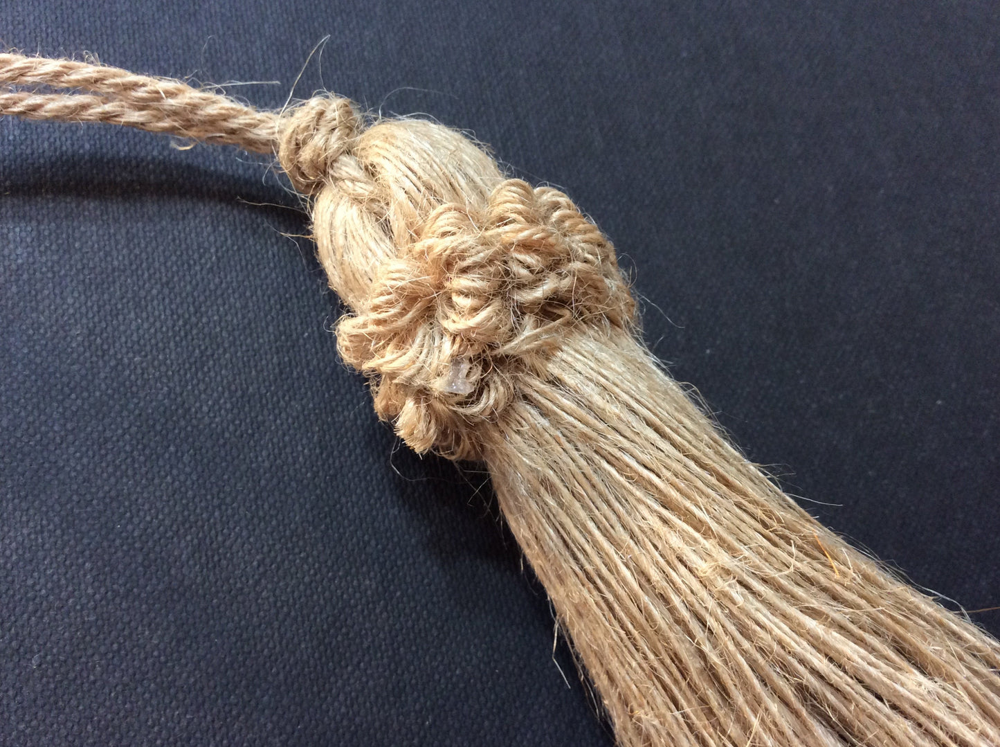 Natural Jute Tassel Bow Keyring 8cm - Made in Florence