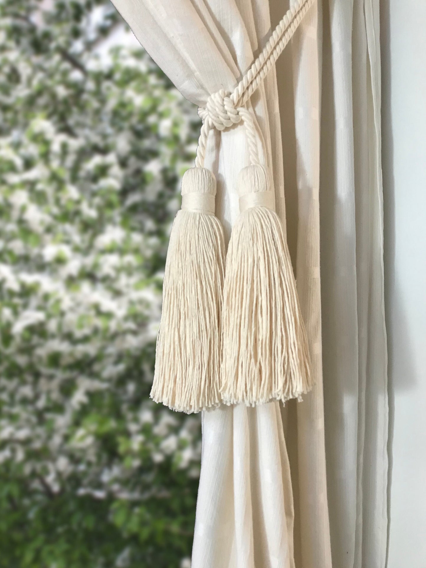 Superb large double cotton curtain tieback decoration for drapes drapery made in Italy