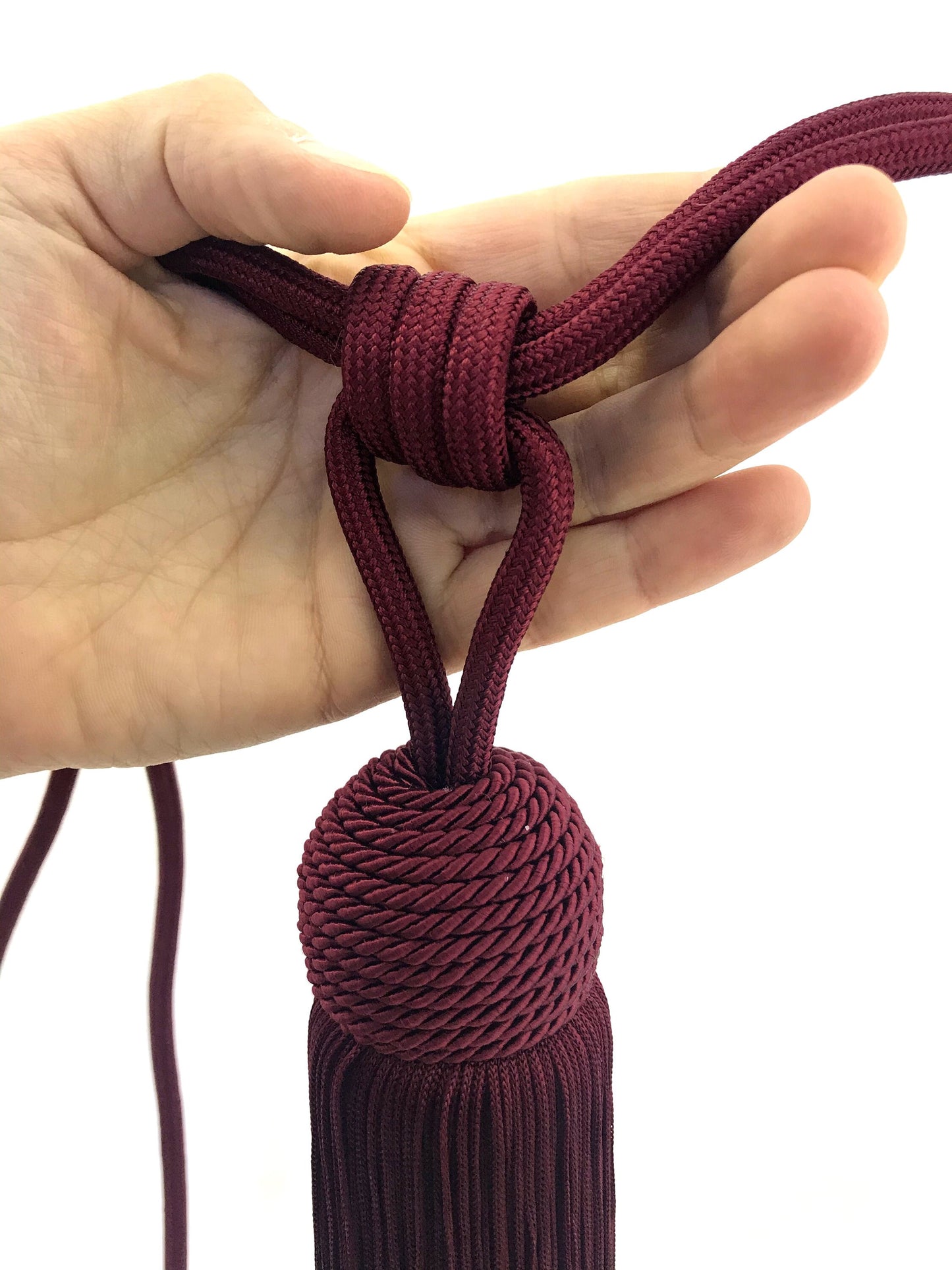 Curtain Tie-Backs with Large Tassel 23cm - Bordeaux Red | Made in Florence