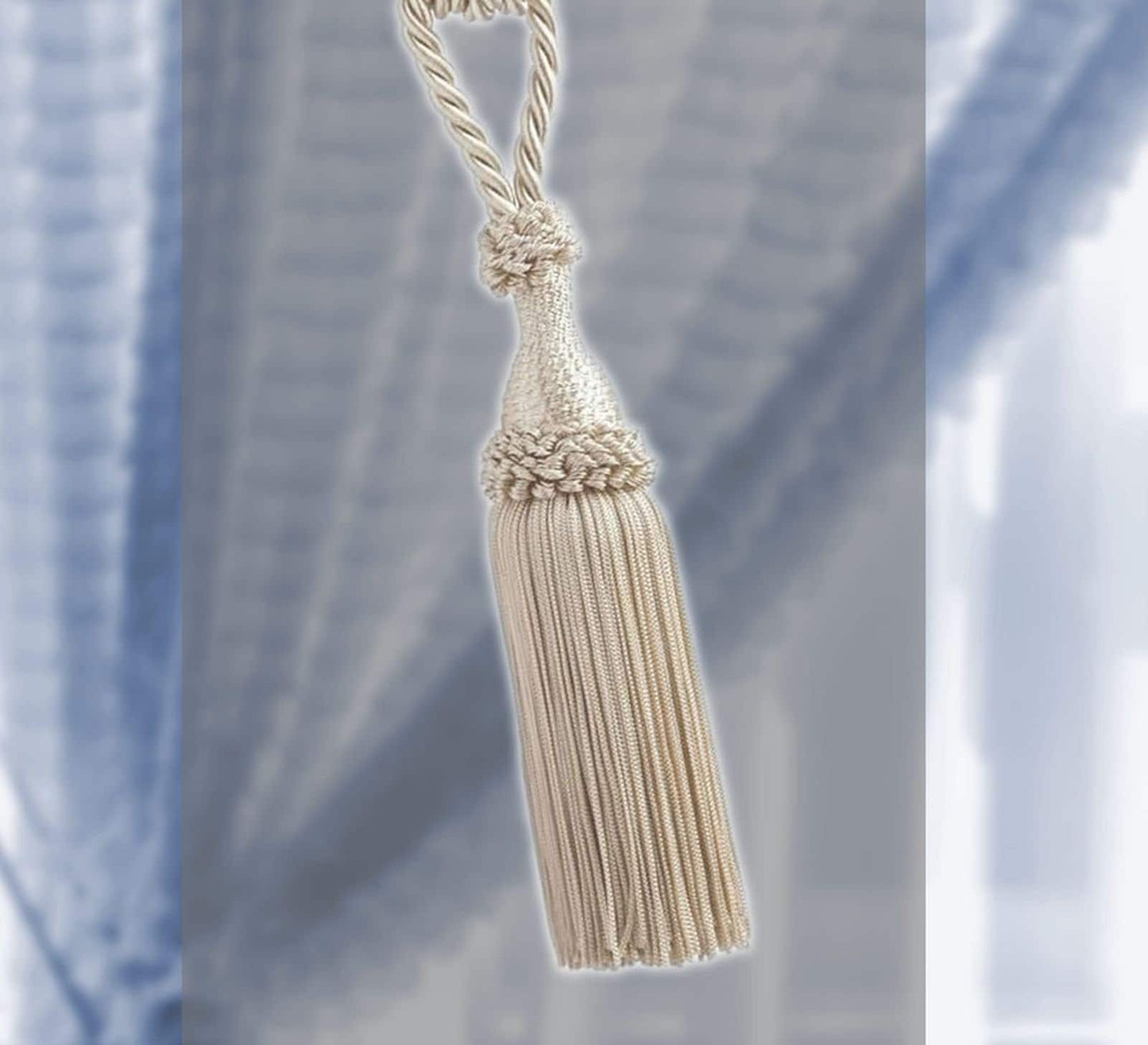 Curtain Tiebacks with Large Tassel 20cm - Cream | Made in Florence
