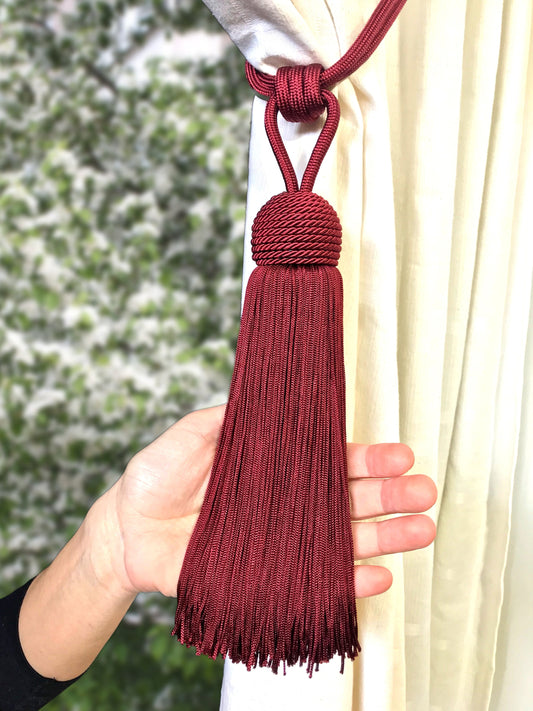 Curtain Tie-Backs with Large Tassel 23cm - Bordeaux Red | Made in Florence