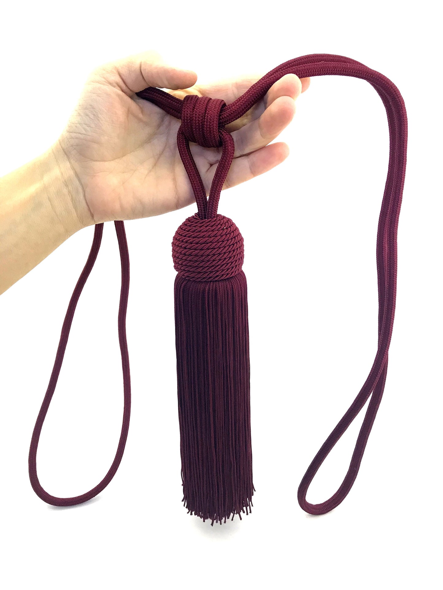 Curtain Tie-Backs with Large Tassel 23cm - Bordeaux Red | Made in Florence
