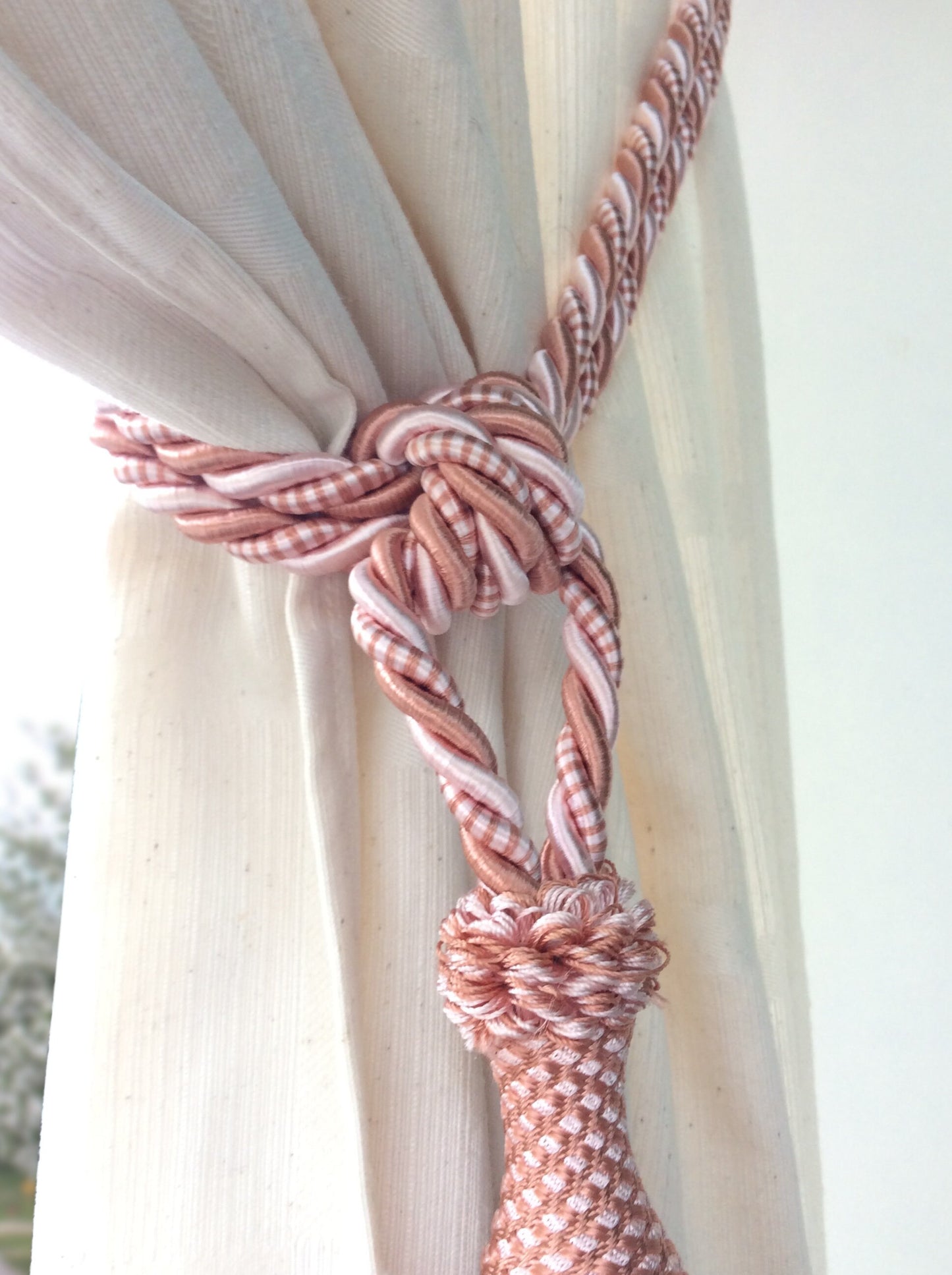 Curtain Tiebacks with Large 20cm Tassel - Antique Pink | Made in Florence